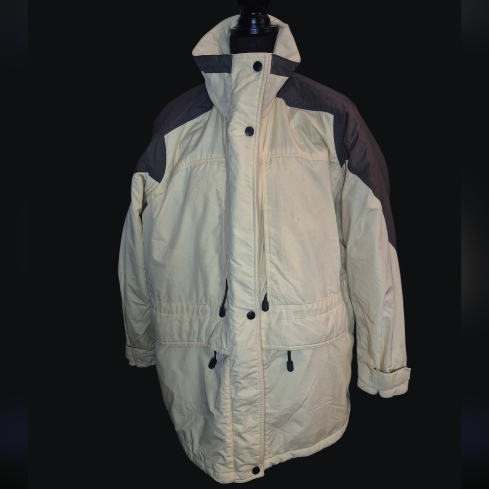​VINTAGE Outbrook Nylon Winter Jacket YellowBlack Cozy Retro Ski Style Size 2X